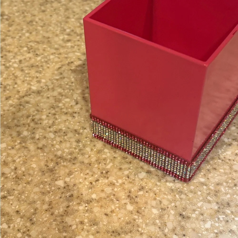 Pink Decorative Organizer with Rhinestone Trim!